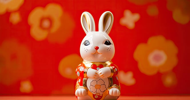 AI generated Chinese new year, year of the rabbit festival celebration background photo
