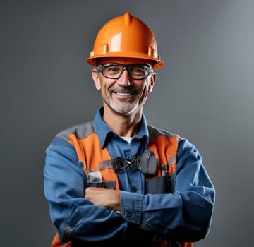AI generated Construction worker with hard hat photo