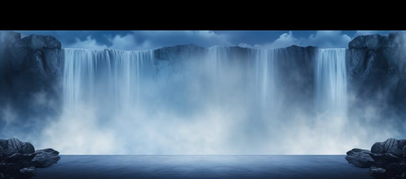 AI Generated a blue stage with two spotlights, photo