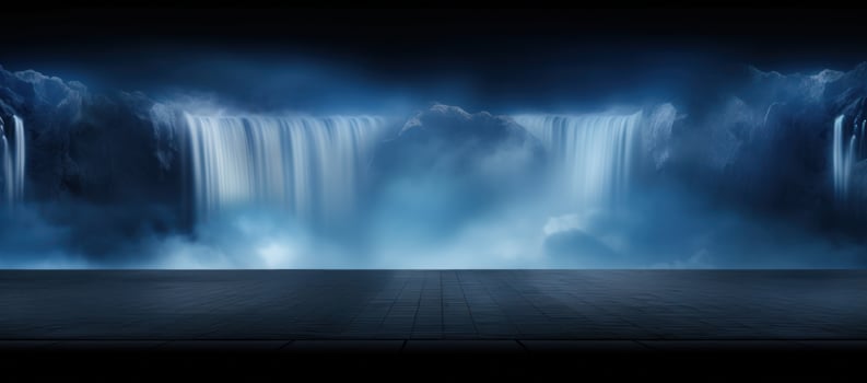 AI Generated a blue stage with two spotlights, photo