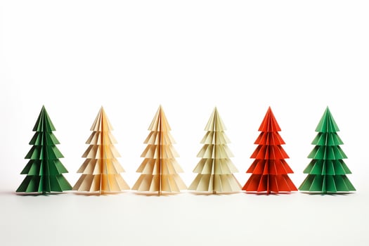 AI generated Christmas tree in paper style on white background photo