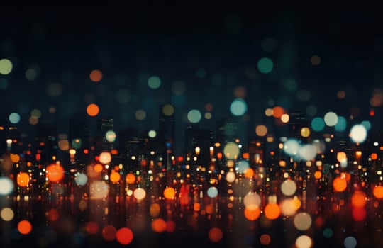 AI generated city lights in city in bokeh night lights, photo