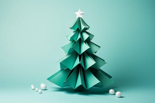 AI generated Christmas tree made with card paper photo