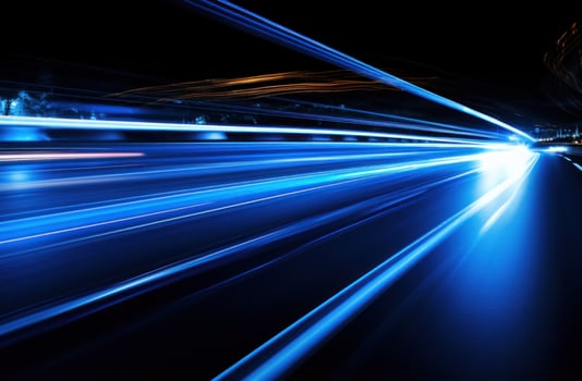AI generated the light trails of cars on the road are in dark and blue photo