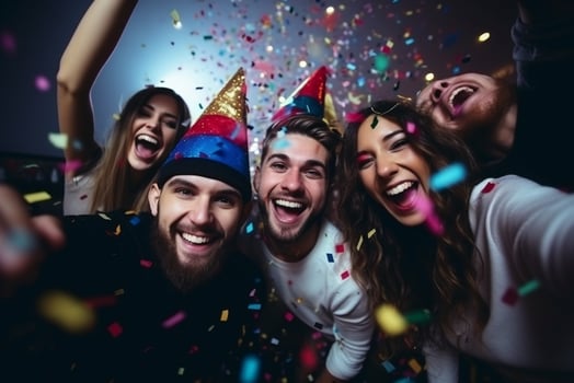 AI generated laughing and celebrating the new years eve photo