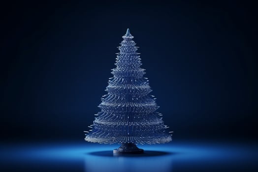 AI generated Abstract Blue shinny Christmas tree with bokeh background technology concept photo