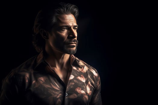 AI generated Brown haired vogue male model. Generate ai photo