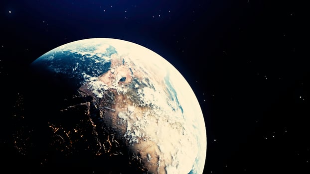 Rotating planet Earth. Motion. Rapid rotation of Earth with life changes. Movement and rotation of earth. 3D models of planet for astronomy photo