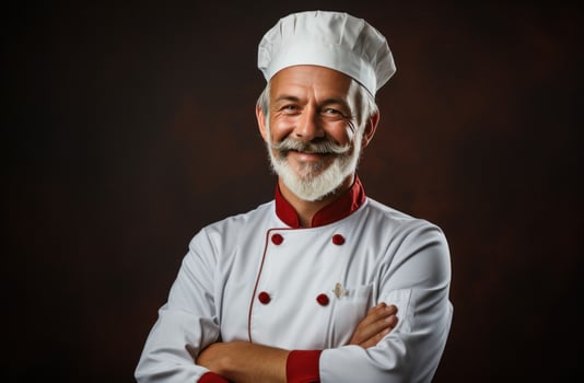 AI generated happy professional chef portrait over blue background photo