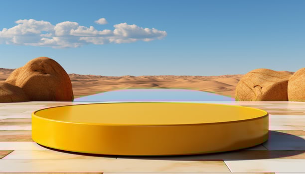 AI generated 3d rendered empty display podium on the water Minimal scene for product display presentation photo