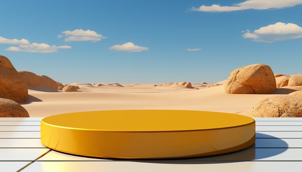 AI generated 3d rendered empty display podium on the water Minimal scene for product display presentation photo