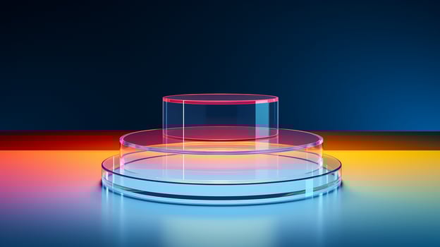AI generated 3d rendered empty display glass podium Minimal scene for product display presentation photo