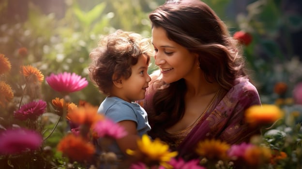 AI generated Indian mother and kid photo