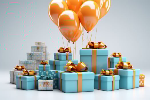 AI generated Colorful Balloons and Gifts Arrangement photo