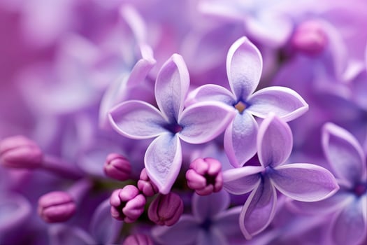 AI generated Lilac blossom macro background with copy space. AI Generated photo