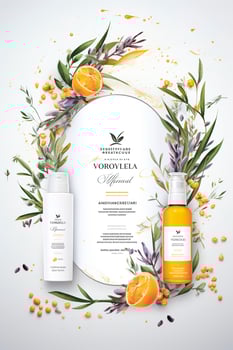 AI generated Beautiful flyer to present a store that sells products, body care, soap, cream, oil. Generative AI photo