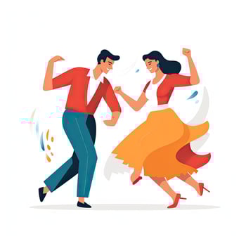 AI generated Minimalist UI illustration of a couple dancing salsa in a flat illustration style on a white background photo