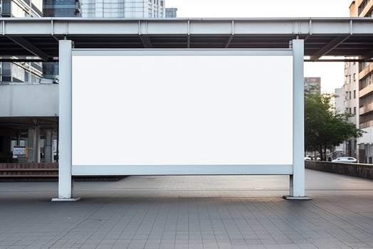 AI generated empty white billboard for mockup in street photo