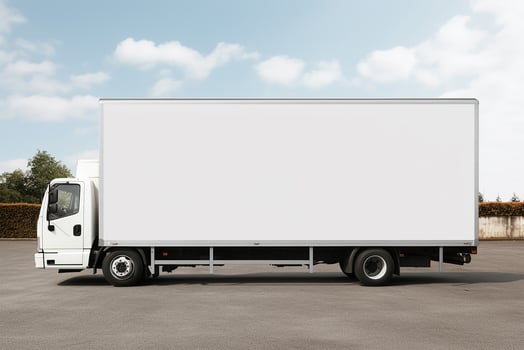 AI generated Clean blank white delivery , side view of plain car cargo carrier with large space for design, transportation logistics mockup photo