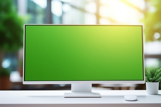 AI generated a blank an empty monitor led LCD screen for mockup in office photo