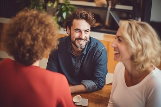 AI generated Portrait of successful and happy businesswoman, office worker smiling and looking at camera with crossed arms, working inside modern office. photo