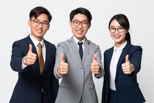 AI generated Businesspeople celebrating success on isolated background photo