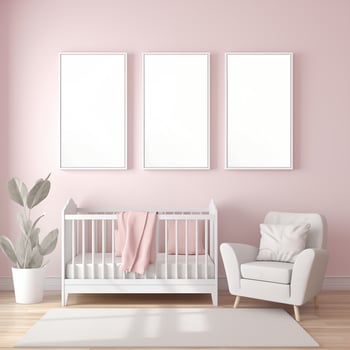 AI generated Collection of Nursery Room Frame Mockups Ready for Displaying POD Poster Illustrations photo