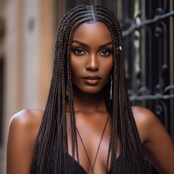 AI generated African straight hairstyles for women best hairstyle, long braids photo