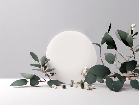 AI generated Logo Mockup With Leaves For Copy Space photo