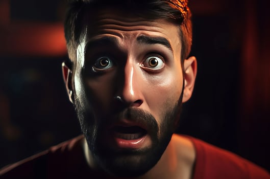AI generated Handsome man 30 years old shocked. Generate ai photo