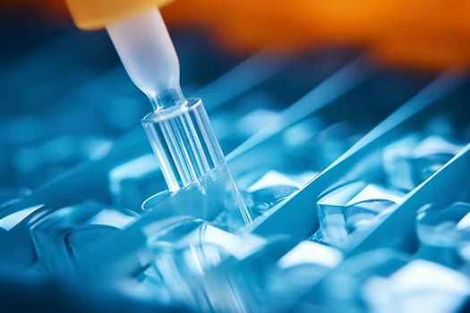AI generated Macro shot of doctor tip and plastic plate for immunosorbent assay. AI Generated photo