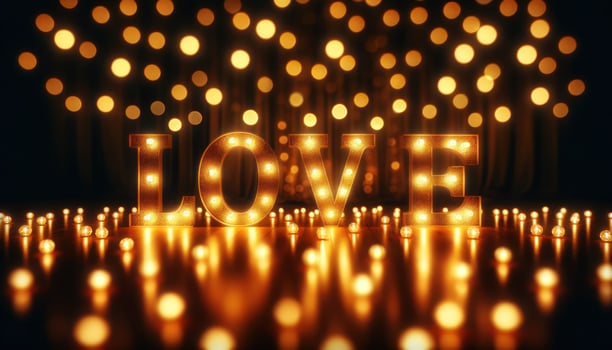 AI generated Illuminated Affection LOVE in Lights photo