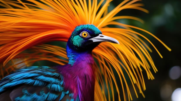 AI generated A close-up shot of a flamboyant bird of paradise photo
