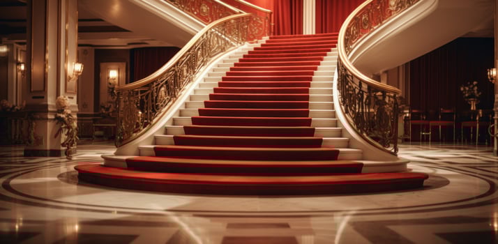 AI generated an image of a beautiful staircase in a luxury hotel photo
