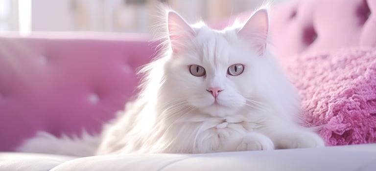 AI generated pink cat in the living room photo