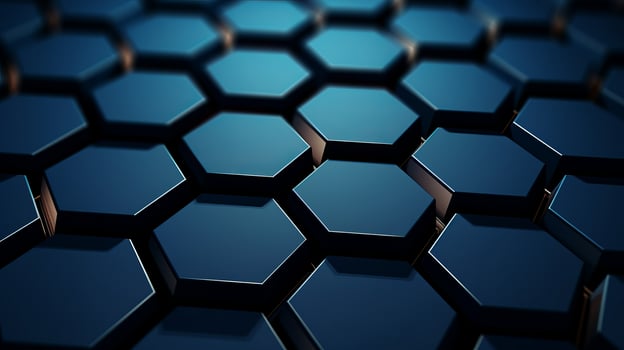 AI generated Blue hexagonal geometric abstract background with stylish elements in vibrant shades of blue photo
