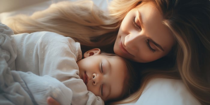 AI generated Mother hugging her newborn baby , loving, joyful, AI generated photo