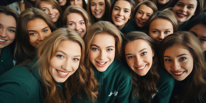 AI generated a close up of a group of smiling women, generative AI photo