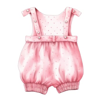 AI generated Pink baby girl romper in watercolors on a white background. AI Generated photo