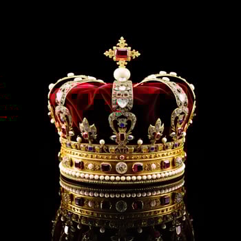 AI generated The Royal Coronation Crown Isolated on a Black Background. Generative AI photo