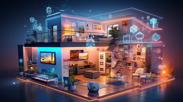 AI generated A Glimpse into the Connected Smart Home of Tomorrow. AI Generated photo
