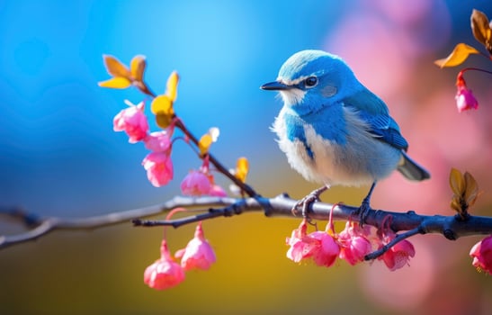 AI generated Cute little bird with a  nature background.  AI Generated. photo