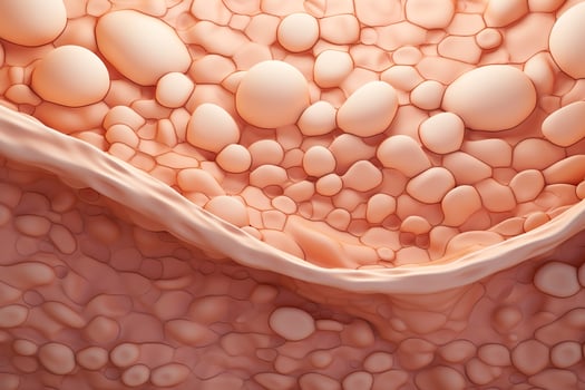 AI generated Saggy skin layer and skin cells, 3D rendering. Generative AI photo