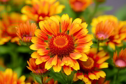AI generated Gaillardia or Blanket Flower. Bright and Colorful Shades of Warm Tones. AI Generated photo