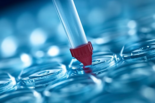 AI generated Macro shot of doctor tip and plastic plate for immunosorbent assay. AI Generated photo