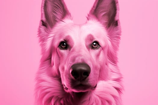 AI generated Pink colored dog on Pink Background. AI Generated photo