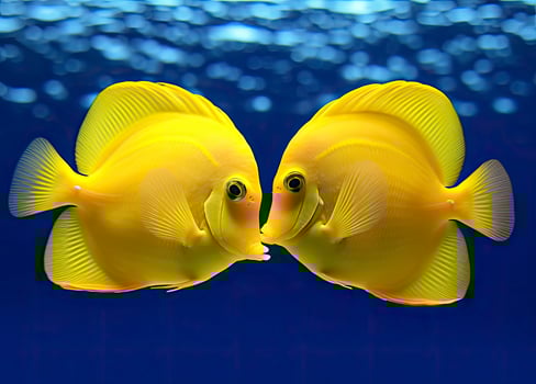 AI generated Two yellow tangs, face to face.  AI Generated. photo