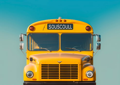 AI generated Front view of a yellow school bus. AI Generated photo