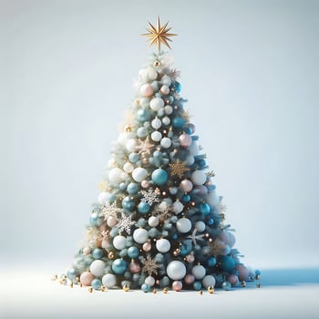 AI generated Beautiful and decorated Christmas tree photo