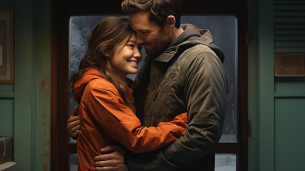 AI generated A cute couple loving and romantic moment photo